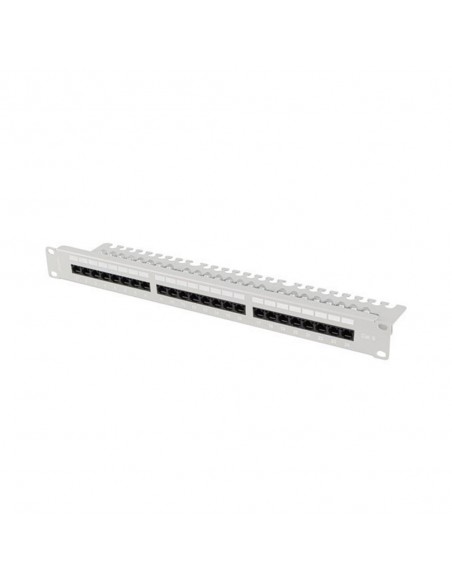 Patch panel lanberg 24 puertos 1u 19 pulgadas cat.6 utp con organizador cables gris