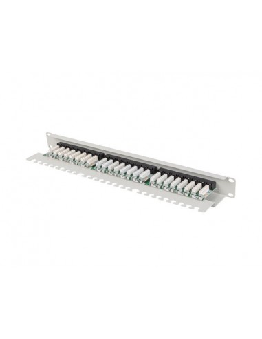 Patch panel lanberg 24 puertos 1u 19 pulgadas cat.6 utp con organizador cables gris