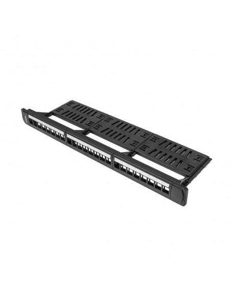 Patch panel lanberg 24 puertos 1u rack 19 pulgadas organizador modulos keystone negro