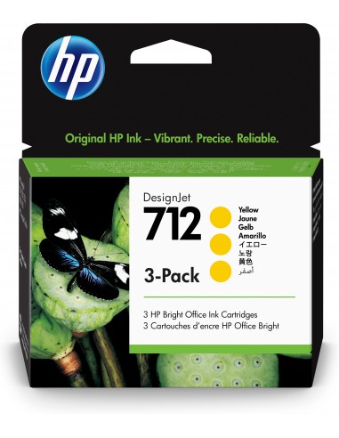 Pack 3 cartuchos hp 712 designjet t200 - t600 amarillo