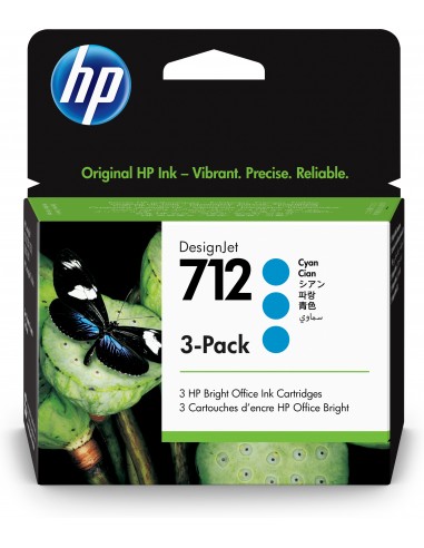 Pack 3 cartuchos hp 712 designjet t200 - t600 cian