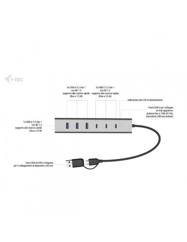 Hub carga i - tech usb tipo a - usb tipo c 7 en 1