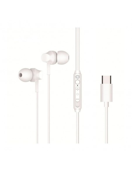 Auricular intrauditivo usb - c conceptronic brendan03w 1.2m microfono blanco