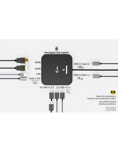 Docking station i - tec usb tipo c 10 en 1 + cargador universal 100w