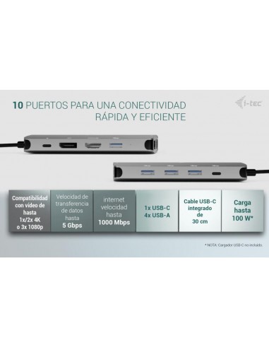 Docking station i - tec usb tipo c 10 en 1 + cargador universal 100w