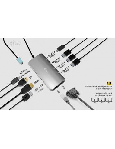 Docking station i - tec usb tipo c 10 en 1 + cargador universal 100w
