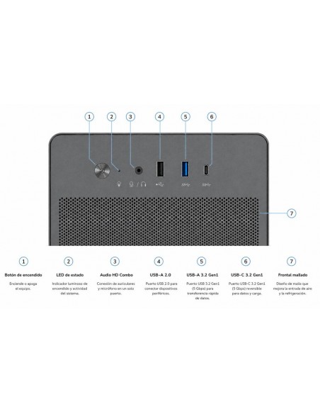 Caja ordenador coolbox m100 matx frontal rejilla negro usb 3.2