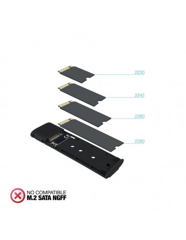 Carcasa disco duro tooq tqe - 2231b para ssd m.2 usb tipo c negra