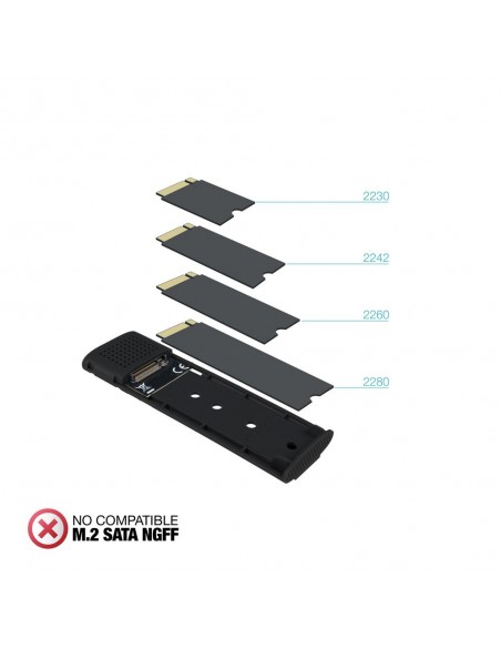 Carcasa disco duro tooq tqe - 2231b para ssd m.2 usb tipo c negra