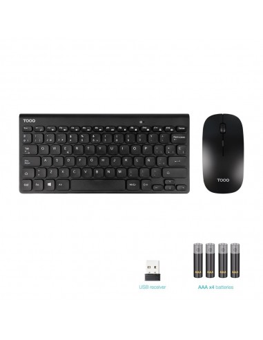 Teclado + raton tooq tqkmw - 3101 - b rf inalambrico negro compacto