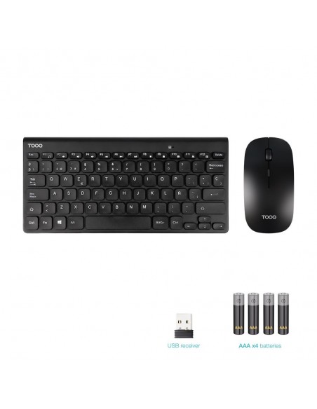 Teclado + raton tooq tqkmw - 3101 - b rf inalambrico negro compacto