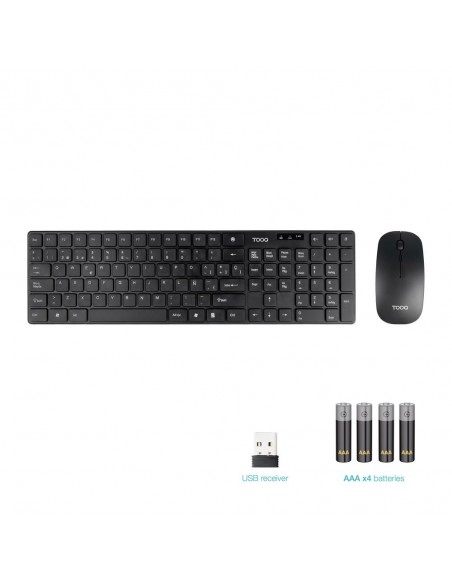 Teclado + raton tooq tqkmw - 3102 - b rf inalambrico negro Teclado + raton tooq tqkmw - 3102 - b rf inalambrico negro