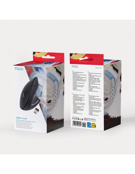Raton vertical inalambrico tooq tqmwg - 1104 - b negro