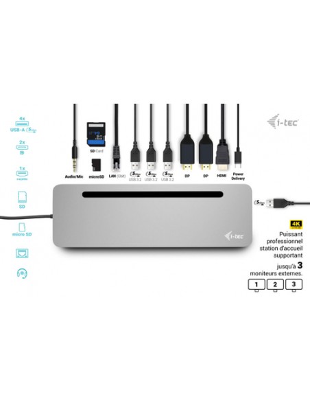 Dock i - tec usb - c ergo 3x lcd metal ergonomico 4k dock pd 100 w Dock i - tec usb - c ergo 3x lcd metal ergonomico 4k dock pd 100 w