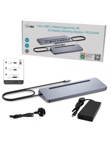Dock i - tec usb - c ergo 3x lcd metal ergonomico 4k dock pd 100 w