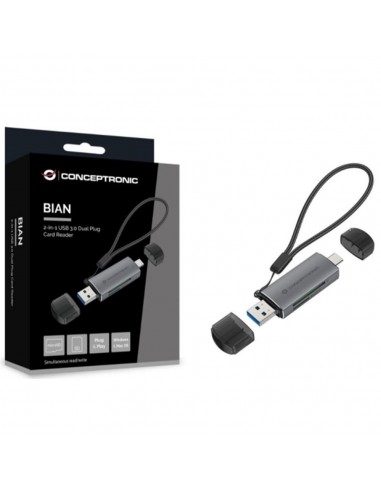 Lector de tarjetas externo conceptronic usb tipo a - usb tipo c