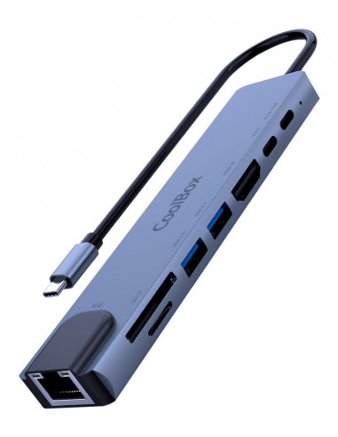 Minidock coolbox c81 aluminio usb - c a hdmi 4k - 2xusb - a - pd 100w - usb - c - sd - microsd - rj45