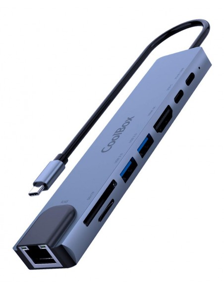 Minidock coolbox c81 aluminio usb - c a hdmi 4k - 2xusb - a - pd 100w - usb - c - sd - microsd - rj45