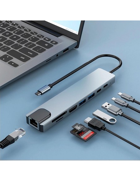 Minidock coolbox c81 aluminio usb - c a hdmi 4k - 2xusb - a - pd 100w - usb - c - sd - microsd - rj45 Minidock coolbox c81 aluminio usb - c a hdmi 4k - 2xusb - a - pd 100w - usb - c - sd - microsd - rj45
