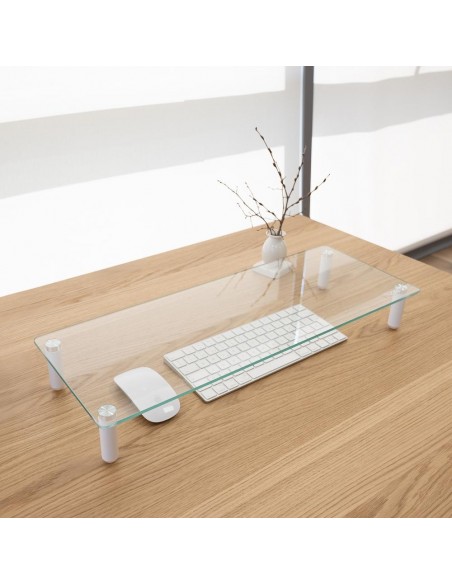 Soporte elevador tooq de vidrio para monitores