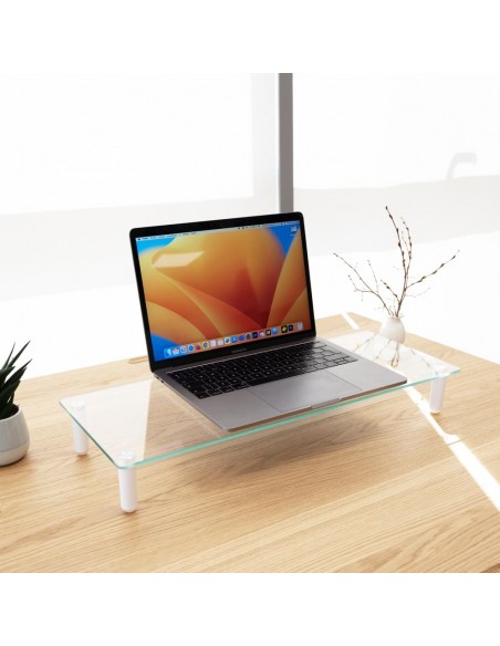 Soporte elevador tooq de vidrio para monitores
