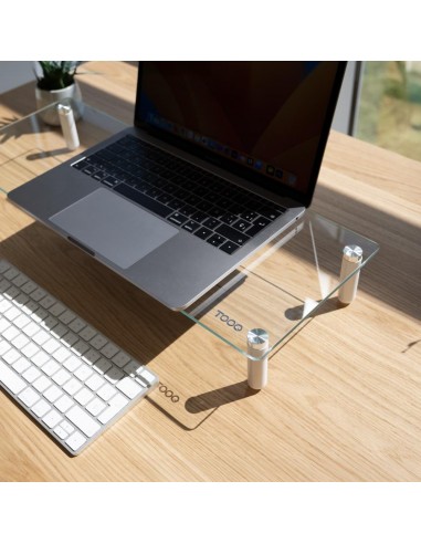 Soporte elevador tooq de vidrio para monitores