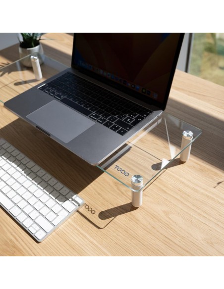 Soporte elevador tooq de vidrio para monitores