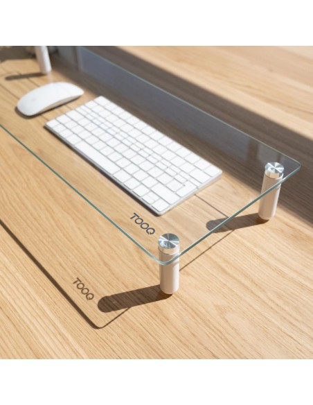 Soporte elevador tooq de vidrio para monitores