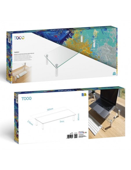 Soporte elevador tooq de vidrio para monitores