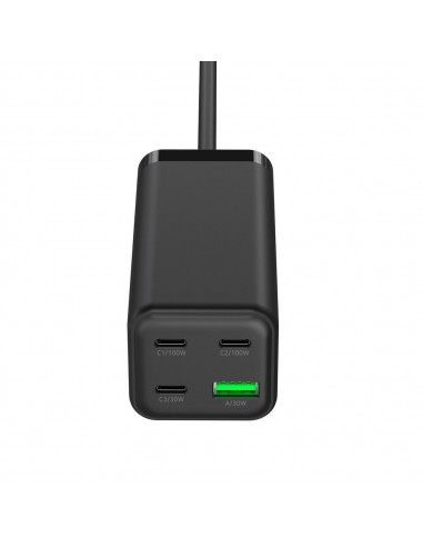 Estacion de carga usb coolbox 100w gan 3x usb tipo c - 1x usb tipo a negro cable 1.5m negro