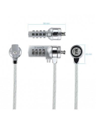 Cable seguridad tooq combinacion 1.5m ranura kensington