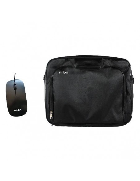 Maletin nilox essential 2 + mouse raton para portatil 15.6 pulgadas negro