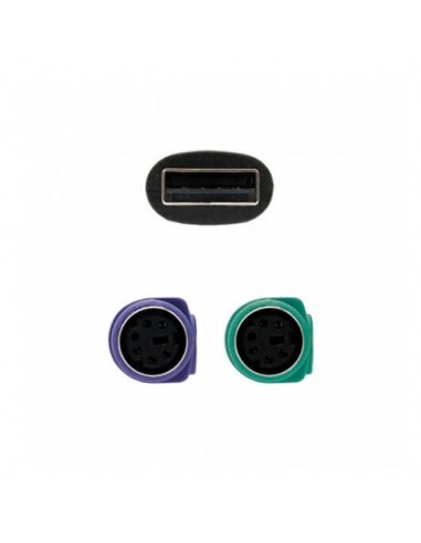 Adaptador usb a 2 x ps - 2 nanocable 15cm - macho - hembra - negro