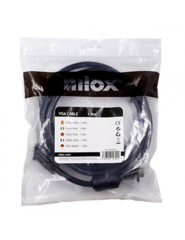 Cable monitor nilox vga 1.8m - macho - macho