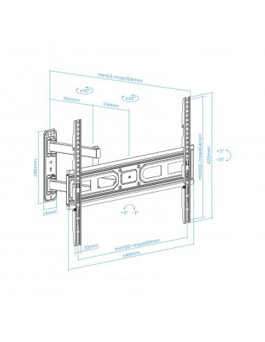 Soporte de pared tooq para pantallas 37 pulgadas - 70 pulgadas
