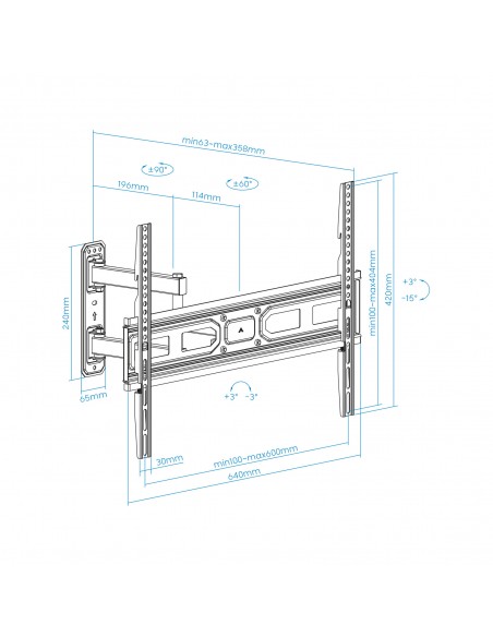 Soporte de pared tooq para pantallas 37 pulgadas - 70 pulgadas