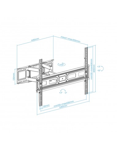 Soporte pared pantallas 37 - 80 pulgadas pulgadas gira incli negro