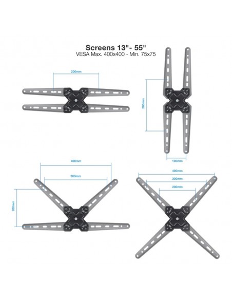 Soporte pared tv tooq vesa hasta 55 pulgadas 400x400mm max 25kg Soporte pared tv tooq vesa hasta 55 pulgadas 400x400mm max 25kg