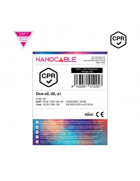 Bobina cable red lszh cat7 rj45 nanocable 100m awg23 Bobina cable red lszh cat7 rj45 nanocable 100m awg23