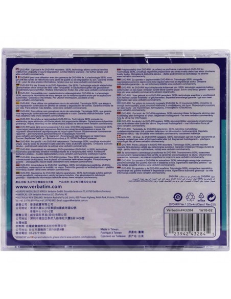 Verbatim dvd - rw 4.7gb 4x tarrina 5 unidades advanced serl