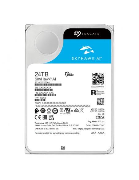 Disco duro interno hdd seagate skyhawk ai st24000ve002 24tb 3.5 pulgadas 7200rpm - 256mb - sata3