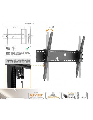 Soporte pared equip vesa hasta 100 pulgadas 1000x800mm max 100kg