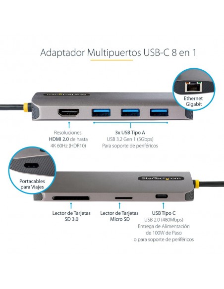 Docking station startech ubs tipo c 8 en 1 Docking station startech ubs tipo c 8 en 1