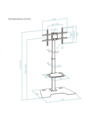 Soporte de suelo tooq para pantalla tv 37 pulgadas - 70 pulgadas fs2284m - b