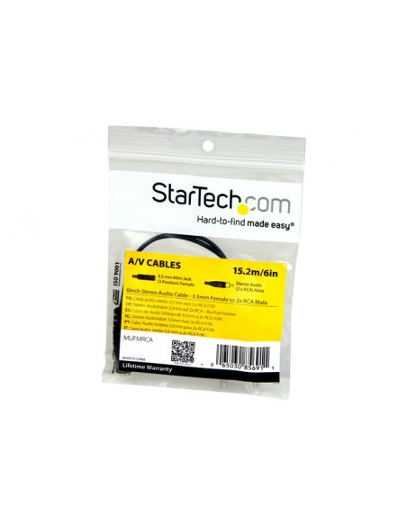 Cable mini jack 3.5mm startech 0.15m - macho - hembra Cable mini jack 3.5mm startech 0.15m - macho - hembra