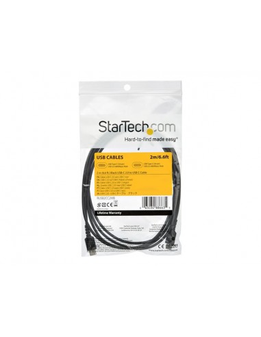 Cable usb tipo c startech 2m - macho - macho - negro