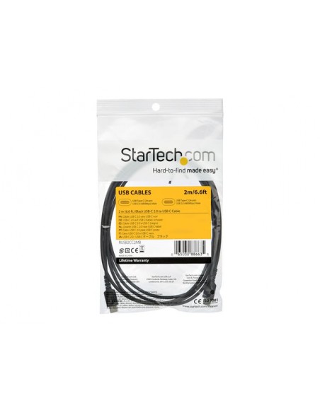 Cable usb tipo c startech 2m - macho - macho - negro