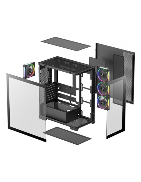 Caja ordenador gaming atx deepcool cg580v2 cristal templado negro
