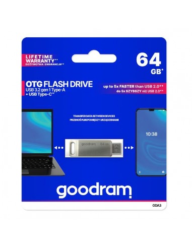 Memoria usb 3.2 - usb tipo c goodram 64b oda3 plata