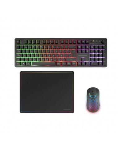 Teclado + raton mars gaming mcpwxes inalambrico negro + alfombrilla